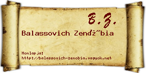 Balassovich Zenóbia névjegykártya